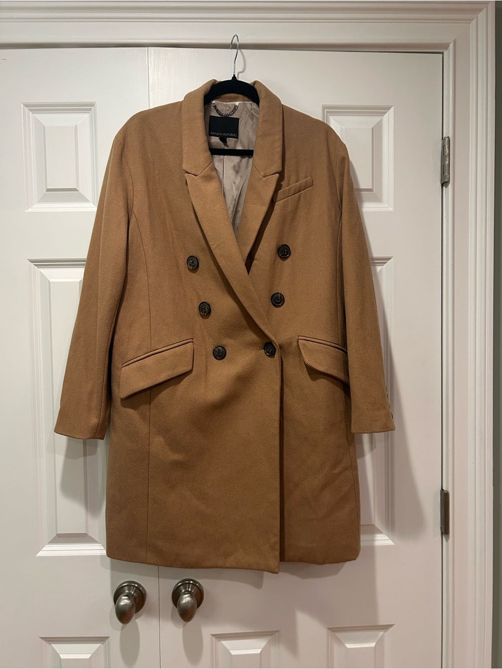 Banana Republic Camel Wool Blend Double Breasted Long Coat XS